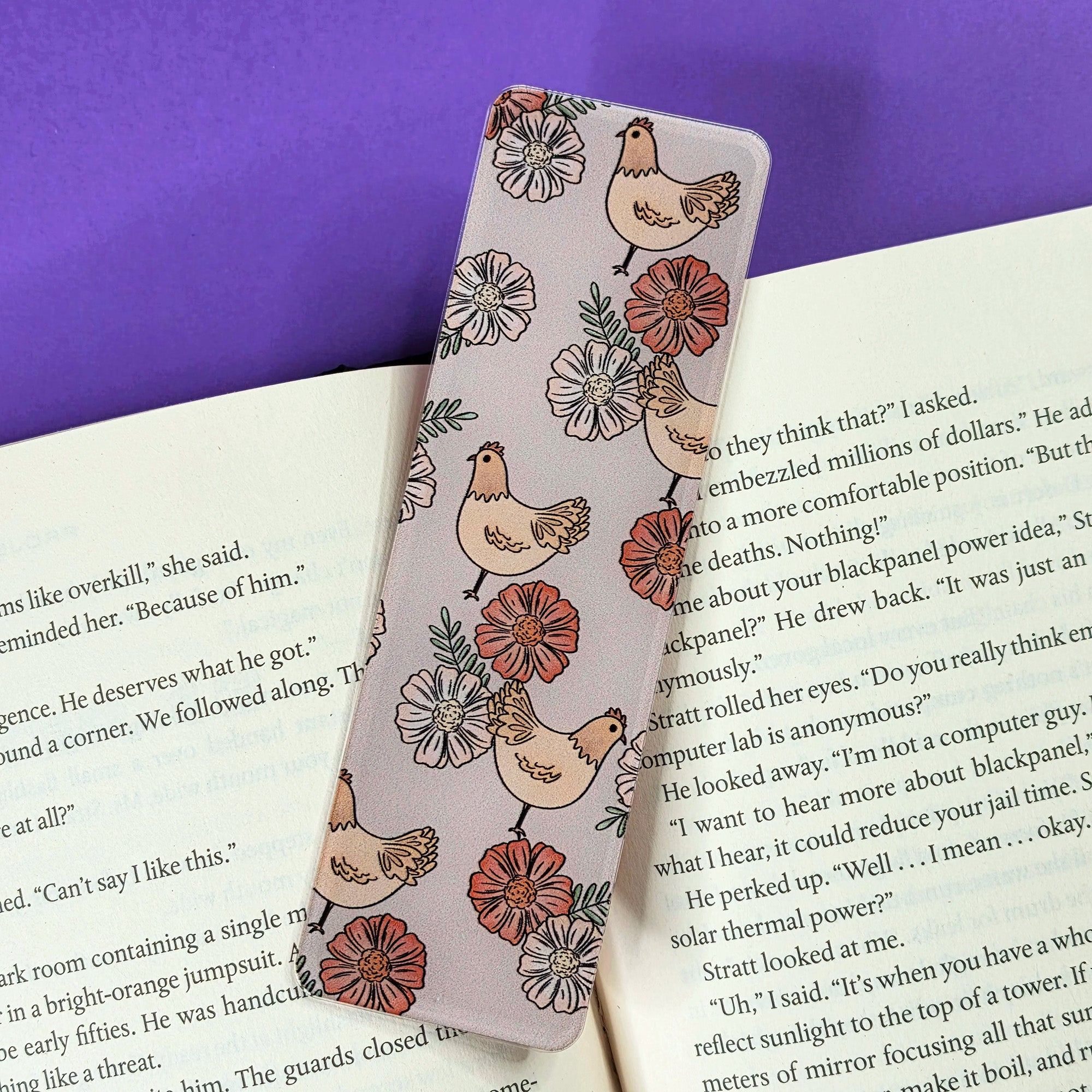 Chickens and Flowers Bookmark