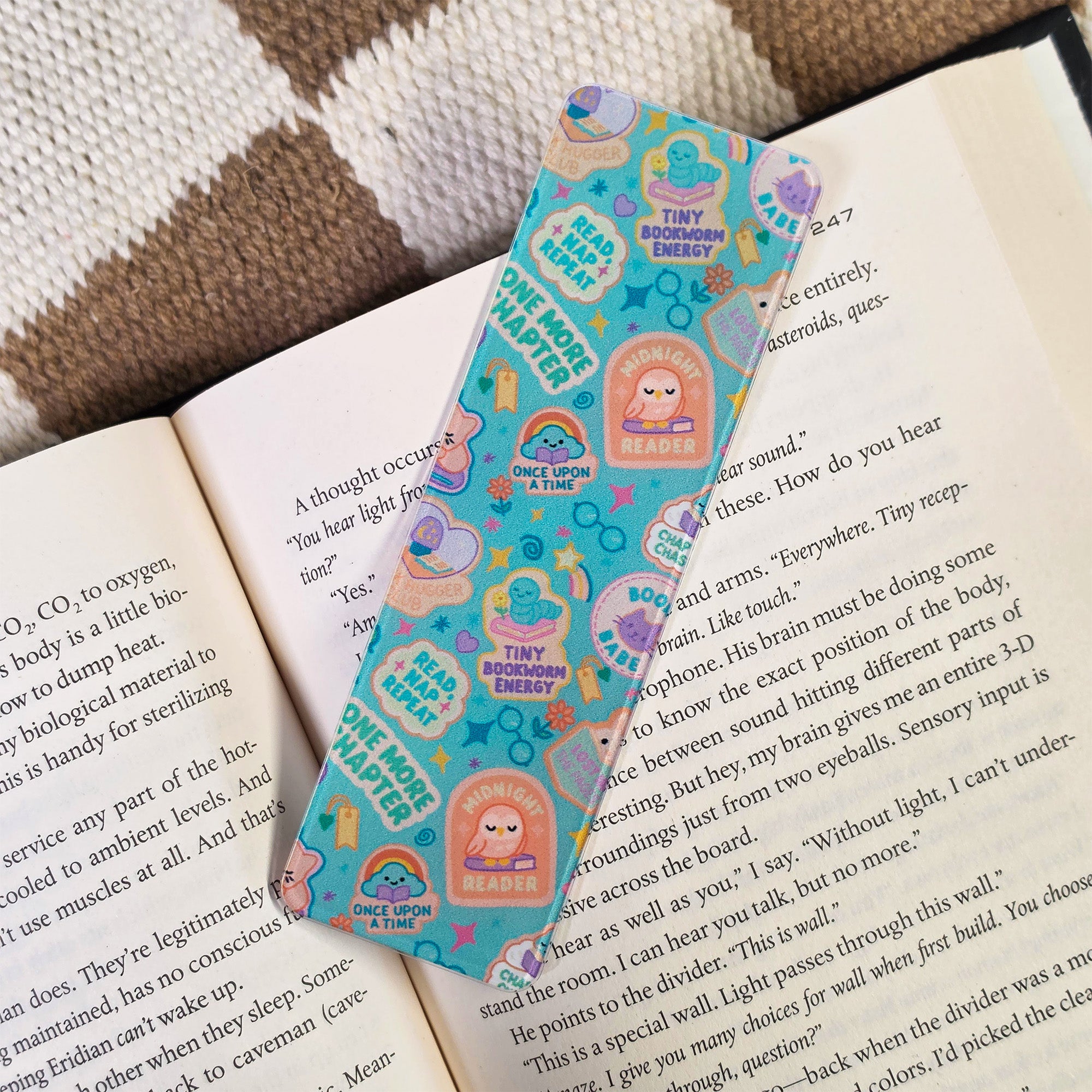 Tiny Bookworm Energy Bookmark